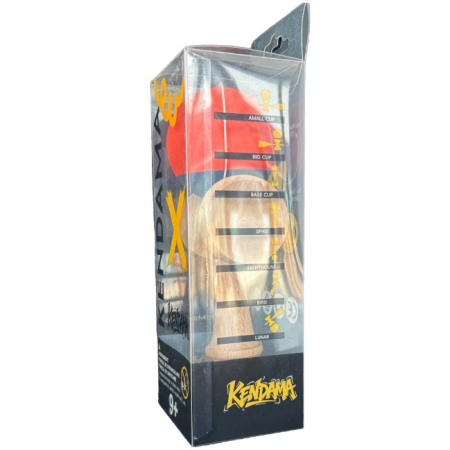 Kendama X Originala, Profesionala, Flippy, din Lemn, 18 cm, Rubber Grip, Portocaliu/Albastru inchis [3]