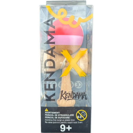 Kendama X Originala, Profesionala, Flippy, din Lemn, 18 cm, Rubber Grip, Rosu inchis/Rosu/Alb [2]