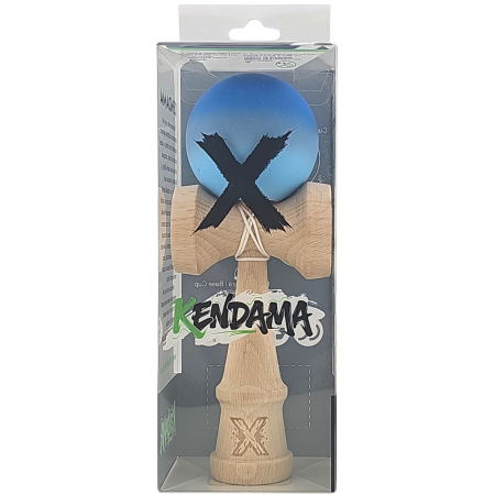 Kendama X Originala, Profesionala, Flippy, din Lemn, Rubber Grip, 18 cm, Albastru/Alb [4]