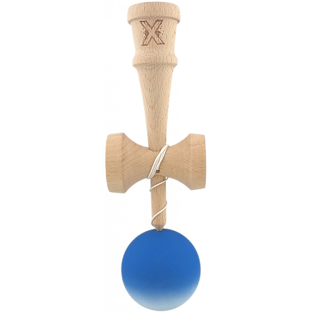 Kendama X Originala, Profesionala, Flippy, din Lemn, Rubber Grip, 18 cm, Albastru/Alb [1]