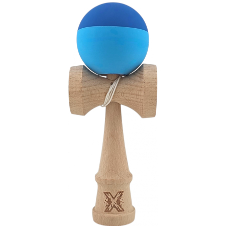 Sub 99 Lei - *LICHIDARE STOC* Kendama X Originala, Profesionala, Flippy, din Lemn, Rubber Grip, 18 cm, Albastru/Bleu