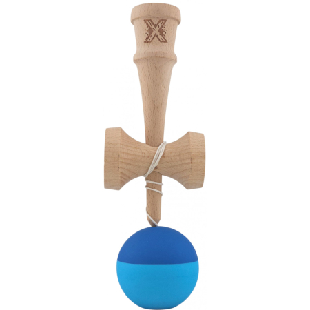Kendama X Originala, Profesionala, Flippy, din Lemn, Rubber Grip, 18 cm, Albastru/Bleu [1]