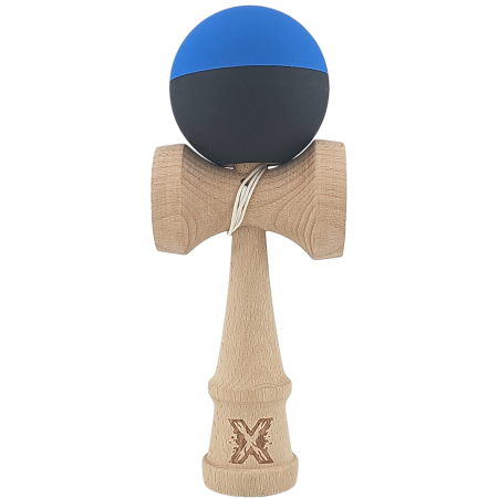 Sub 99 Lei - BF-Kendama X Originala, Profesionala, Flippy, din Lemn, Rubber Grip, 18 cm, Albastru/Negru