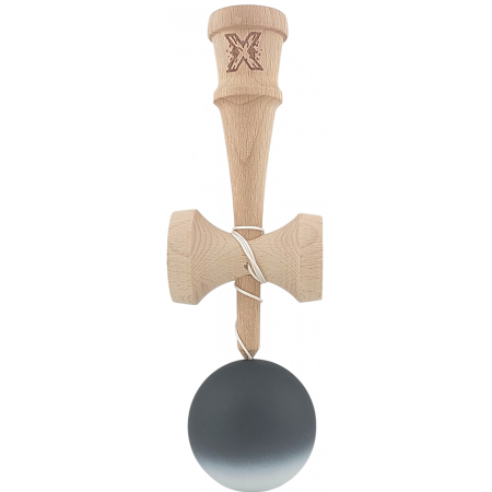 Kendama X Originala, Profesionala, Flippy, din Lemn, Rubber Grip, 18 cm, Negru/Alb [1]
