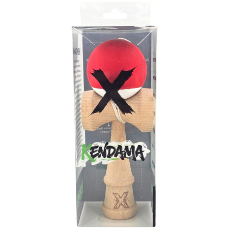 Kendama X Originala, Profesionala, Flippy, din Lemn, Rubber Grip, 18 cm, Rosu/Alb [3]