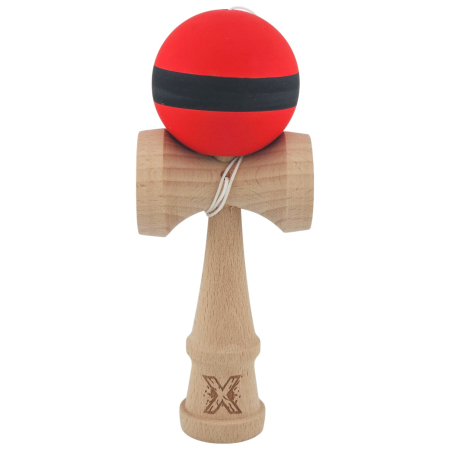 Kendama - Kendama X Originala, Profesionala, Flippy, din Lemn, Rubber Grip, 18 cm, Rosu/Negru