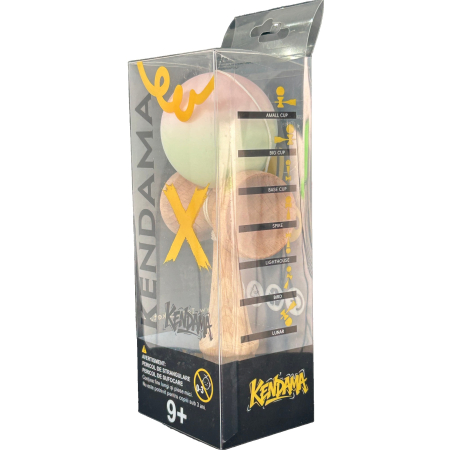 Kendama X Originala, Profesionala, Flippy, din Lemn, Rubber Grip, 18 cm, Roz/Verde [3]