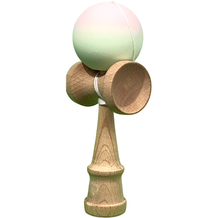 Kendama X Originala, Profesionala, Flippy, din Lemn, Rubber Grip, 18 cm, Roz/Verde [1]