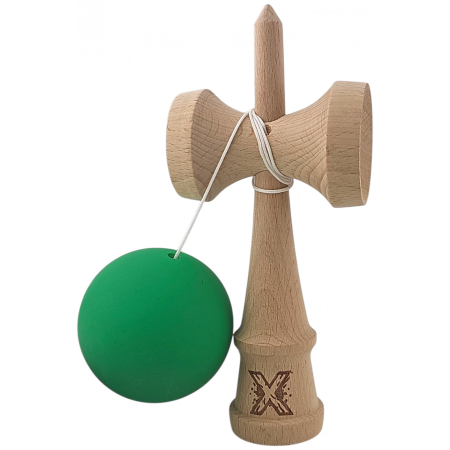 Kendama X Originala, Profesionala, Flippy, din lemn, Rubber Grip, 18 cm, Verde [1]