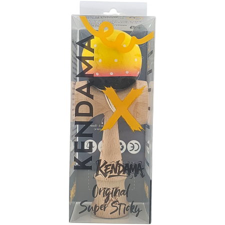 Kendama X Originala, Profesionala, Flippy, din Lemn, Super Sticky, 18 cm, Galben/Roz/Negru [3]