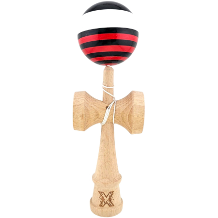 Kendama X Originala, Profesionala, Flippy, din Lemn, Super Sticky, 18 cm, Rosu/Negru/Alb [1]