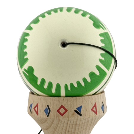 Kendama X Originala, Profesionala, Flippy, DRAGON Series, Super Sticky cu Cupe Mari King Size V3, Rulment Metalic si Gaura in Baza, din Lemn 18 cm, Ata 62/65 cm, Verde deschis/Negru [9]