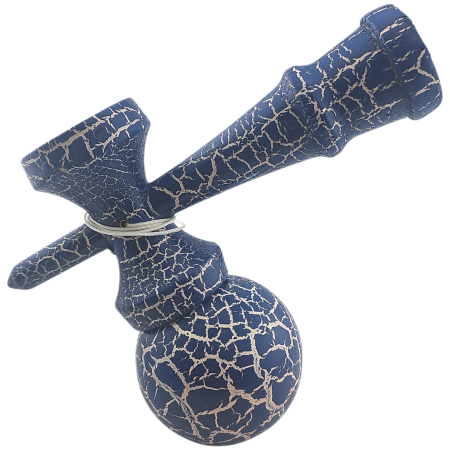 Kendama X Originala, Profesionala, Flippy, Kendama Cracked, din Lemn – 18 cm, Albastru/alb [1]