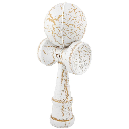 Kendama X Originala, Profesionala, Flippy, Kendama Cracked, din Lemn – 18 cm, Crack Crack Alb/Galben [1]