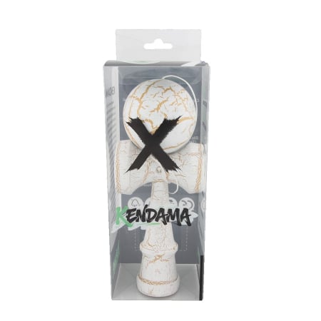 Kendama X Originala, Profesionala, Flippy, Kendama Cracked, din Lemn – 18 cm, Crack Crack Alb/Galben [2]