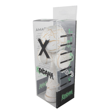 Kendama X Originala, Profesionala, Flippy, Kendama Cracked, din Lemn – 18 cm, Crack Crack Alb/Galben [3]