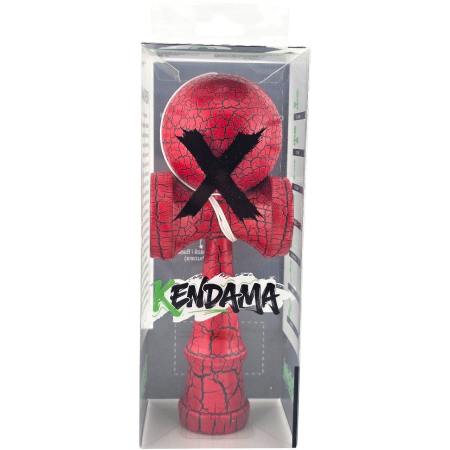 Kendama X Originala, Profesionala, Flippy, Kendama Cracked, din Lemn, 18 cm, Rosu/Negru [1]
