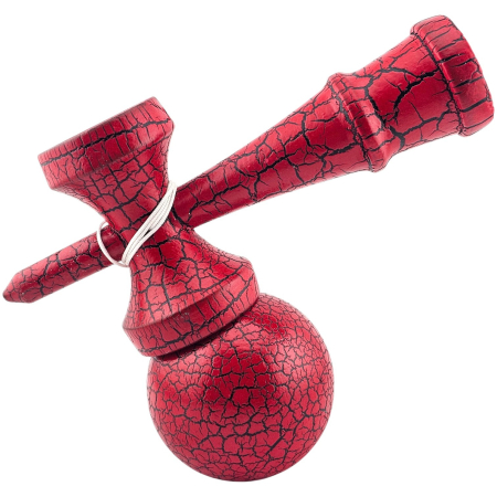 Kendama X Originala, Profesionala, Flippy, Kendama Cracked, din Lemn, 18 cm, Rosu/Negru [3]