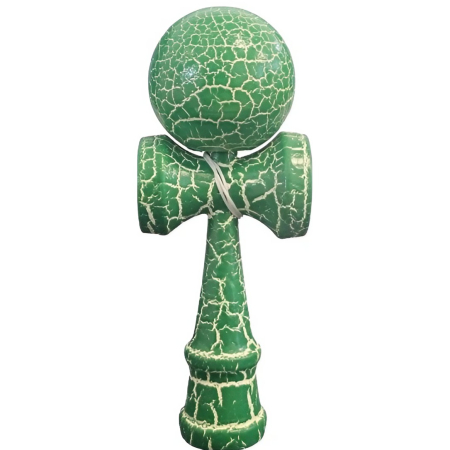 Sub 99 Lei - Kendama X Originala, Profesionala, Flippy, Kendama Cracked, din Lemn, 18 cm, Verde Alb