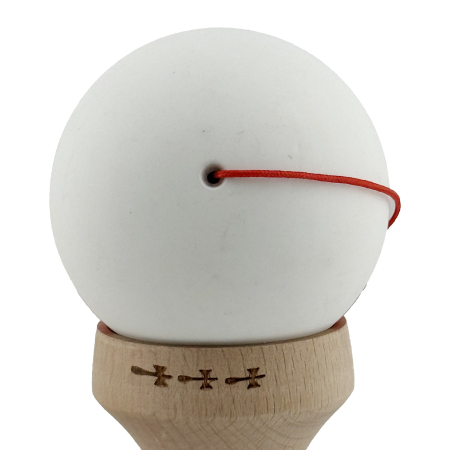 Kendama X Originala, Profesionala, Flippy, Rubber Grip, Cupe Mari KING SIZE V3, Gaura in Baza, Rulment Metalic, din lemn 18 cm, Ata 62/65 cm, Bicolor Alb/Rosu [9]