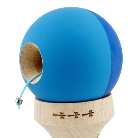 Kendama X Originala, Profesionala, Flippy, Rubber Grip, Cupe Mari KING SIZE V3, Gaura in Baza, Rulment Metalic, din lemn 18 cm, Ata 62/65 cm, Bicolor Albastru/Albastru deschis [6]