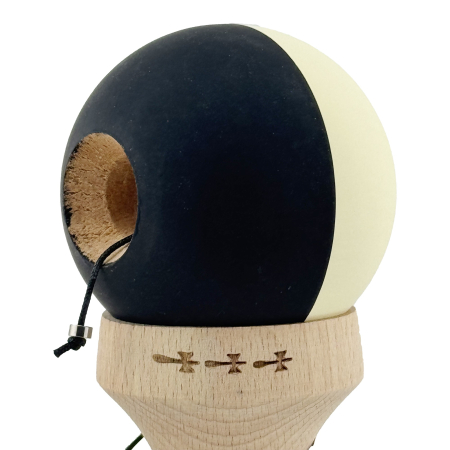 Kendama X Originala, Profesionala, Flippy, Rubber Grip, Cupe Mari KING SIZE V3, Gaura in Baza, Rulment Metalic, din lemn 18 cm, Ata 62/65 cm, Bicolor Galben/Negru [6]