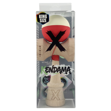 Kendama X Originala, Profesionala, Flippy, Rubber Grip, Cupe Mari KING SIZE V3, Gaura in Baza, Rulment Metalic, din lemn 18 cm, Ata 62/65 cm, Bicolor Galben/Rosu [5]