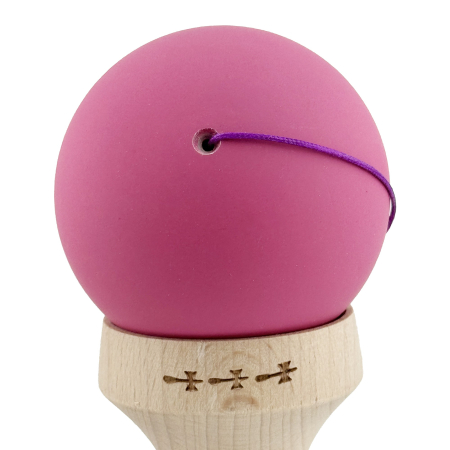 Kendama X Originala, Profesionala, Flippy, Rubber Grip, Cupe Mari KING SIZE V3, Gaura in Baza, Rulment Metalic, din lemn 18 cm, Ata 62/65 cm, Bicolor Roz inchis/Alb [9]