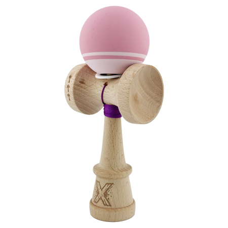 Kendama X Originala, Profesionala, Flippy, Rubber Grip, Cupe Mari KING SIZE V3, Gaura in Baza, Rulment Metalic, din lemn 18 cm, Ata 62/65 cm, Bicolor Roz/Roz deschis [2]