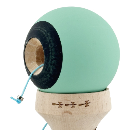 Kendama X Originala, Profesionala, Flippy, Rubber Grip, Cupe Mari KING SIZE V3, Gaura in Baza, Rulment Metalic, din lemn 18 cm, Ata 62/65 cm, Bicolor Turcoaz/Albastru inchis [6]