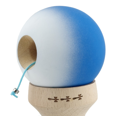 Kendama X Originala, Profesionala, Flippy, Rubber Grip, Cupe Mari KING SIZE V3, Gaura in Baza, Rulment Metalic, din lemn 18 cm, Ata 62/65 cm, Gradient Albastru/Alb [6]