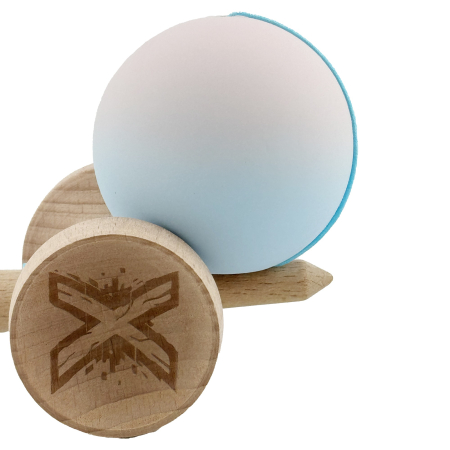 Kendama X Originala, Profesionala, Flippy, Rubber Grip, Cupe Mari KING SIZE V3, Gaura in Baza, Rulment Metalic, din lemn 18 cm, Ata 62/65 cm, Gradient Lila/Turcoaz [8]