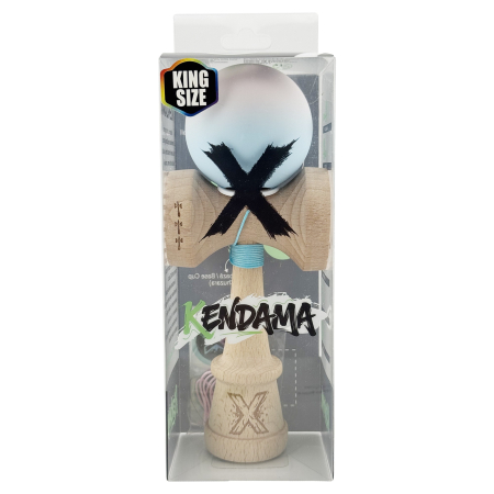 Kendama X Originala, Profesionala, Flippy, Rubber Grip, Cupe Mari KING SIZE V3, Gaura in Baza, Rulment Metalic, din lemn 18 cm, Ata 62/65 cm, Gradient Lila/Turcoaz [5]