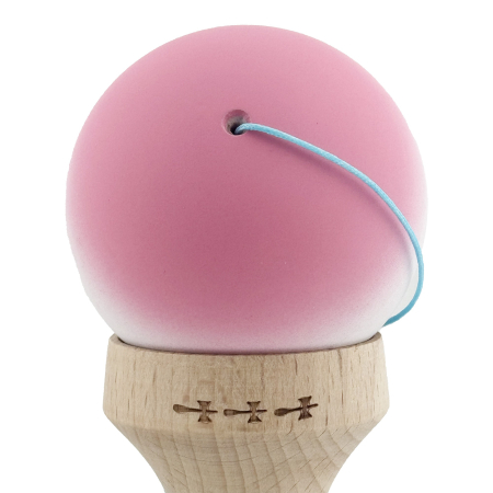 Kendama X Originala, Profesionala, Flippy, Rubber Grip, Cupe Mari KING SIZE V3, Gaura in Baza, Rulment Metalic, din lemn 18 cm, Ata 62/65 cm, Gradient Roz/Alb/Gri [8]