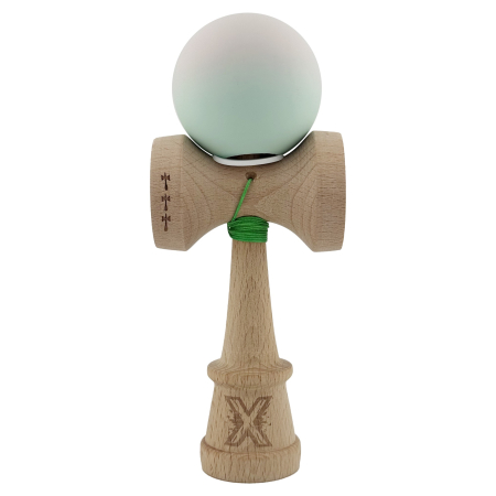 Kendama X Originala, Profesionala, Flippy, Rubber Grip, Cupe Mari KING SIZE V3, Gaura in Baza, Rulment Metalic, din lemn 18 cm, Ata 62/65 cm, Gradient Roz/Verde [1]