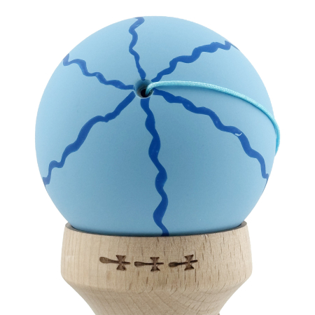 Kendama X Originala, Profesionala, Flippy, Rubber Grip, Cupe Mari KING SIZE V3, Gaura in Baza, Rulment Metalic, din lemn 18 cm, Ata 62/65 cm, Special Albastru deschis [8]