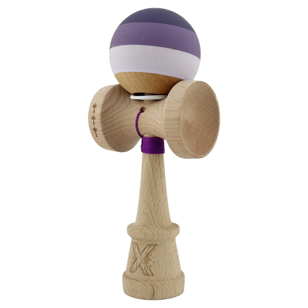 Kendama X Originala, Profesionala, Flippy, Rubber Grip, Cupe Mari KING SIZE V3, Gaura in Baza, Rulment Metalic, din lemn 18 cm, Ata 62/65 cm, Special Purpuriu/Mov/Lila [2]