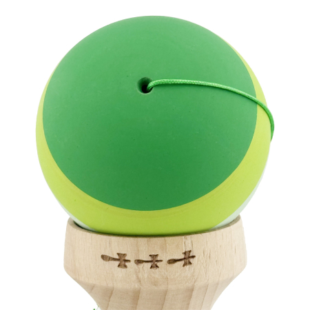 Kendama X Originala, Profesionala, Flippy, Rubber Grip, Cupe Mari KING SIZE V3, Gaura in Baza, Rulment Metalic, din lemn 18 cm, Ata 62/65 cm, Special Verde degrade [9]