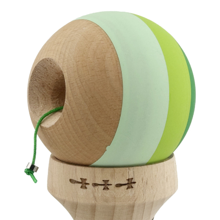 Kendama X Originala, Profesionala, Flippy, Rubber Grip, Cupe Mari KING SIZE V3, Gaura in Baza, Rulment Metalic, din lemn 18 cm, Ata 62/65 cm, Special Verde degrade [6]