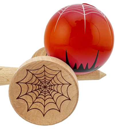 Kendama X Originala, Profesionala, Flippy, SPIDER KING, Super Sticky cu Cupe Mari KING SIZE V3, Gaura in Baza, Rulment Metalic, din lemn 18 cm, Ata 62/65 cm, Rosu/Maro [8]