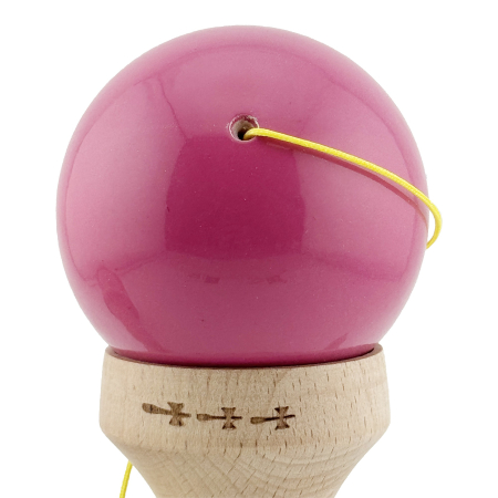 Kendama X Originala, Profesionala, Flippy, Super Sticky cu Cupe Mari KING SIZE V3, Gaura in Baza, Rulment Metalic, din lemn 18 cm, Ata 62/65 cm, Bicolor Roz inchis/Alb [9]
