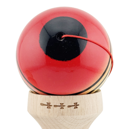 Kendama X Originala, Profesionala, Flippy, Super Sticky cu Cupe Mari KING SIZE V3, Gaura in Baza, Rulment Metalic, din lemn 18 cm, Ata 62/65 cm, Special Rosu/Verde [9]