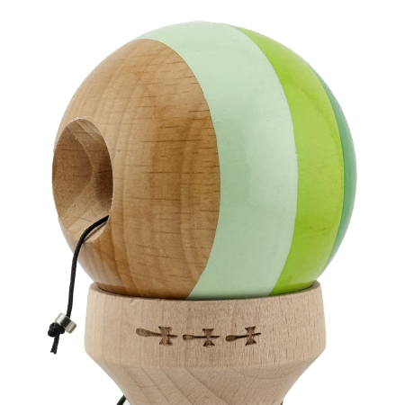 Kendama X Originala, Profesionala, Flippy, Super Sticky cu Cupe Mari KING SIZE V3, Gaura in Baza, Rulment Metalic, din lemn 18 cm, Ata 62/65 cm, Special Verde degrade [6]