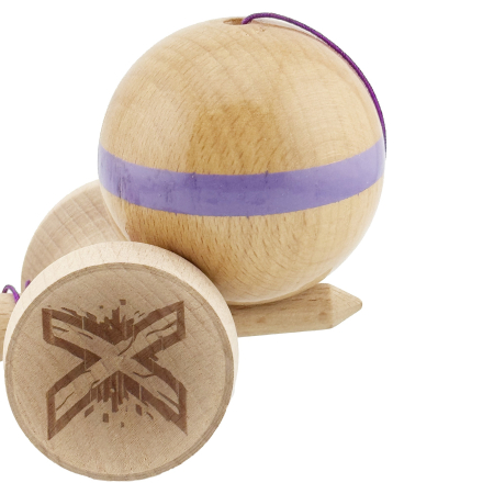 Kendama X Originala, Profesionala, Flippy, Super Sticky, Cupe Mari KING SIZE V3, Gaura in Baza, Rulment Metalic, din lemn 18 cm, Ata 62/65 cm, Original Mov [8]