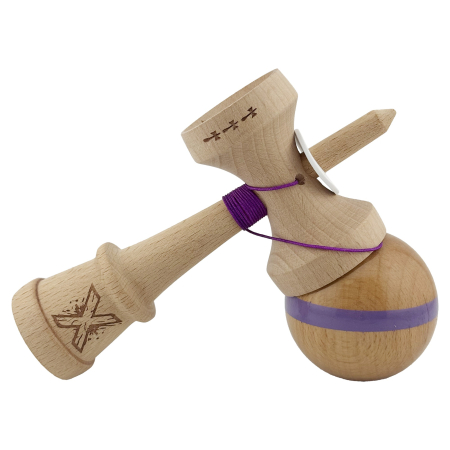 Kendama X Originala, Profesionala, Flippy, Super Sticky, Cupe Mari KING SIZE V3, Gaura in Baza, Rulment Metalic, din lemn 18 cm, Ata 62/65 cm, Original Mov [4]