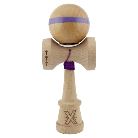 Kendama X Originala, Profesionala, Flippy, Super Sticky, Cupe Mari KING SIZE V3, Gaura in Baza, Rulment Metalic, din lemn 18 cm, Ata 62/65 cm, Original Mov [1]