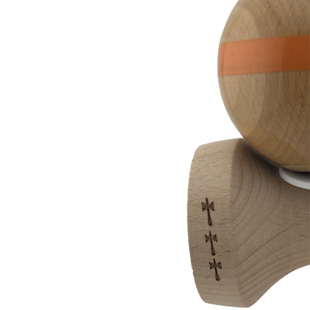 Kendama X Originala, Profesionala, Flippy, Super Sticky, Cupe Mari KING SIZE V3, Gaura in Baza, Rulment Metalic, din lemn 18 cm, Ata 62/65 cm, Original Portocaliu [7]