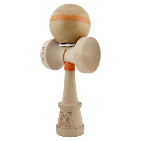 Kendama X Originala, Profesionala, Flippy, Super Sticky, Cupe Mari KING SIZE V3, Gaura in Baza, Rulment Metalic, din lemn 18 cm, Ata 62/65 cm, Original Portocaliu [2]