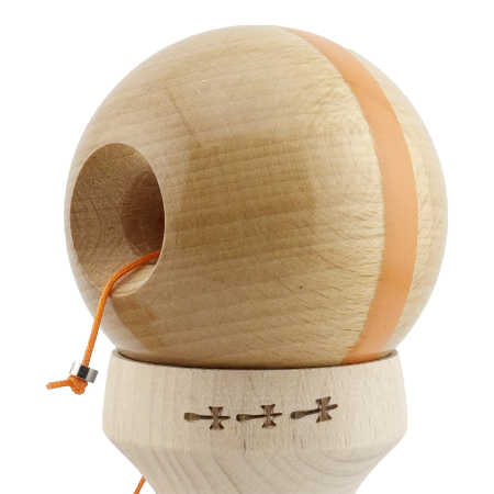 Kendama X Originala, Profesionala, Flippy, Super Sticky, Cupe Mari KING SIZE V3, Gaura in Baza, Rulment Metalic, din lemn 18 cm, Ata 62/65 cm, Original Portocaliu [6]