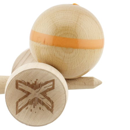 Kendama X Originala, Profesionala, Flippy, Super Sticky, Cupe Mari KING SIZE V3, Gaura in Baza, Rulment Metalic, din lemn 18 cm, Ata 62/65 cm, Original Portocaliu [8]